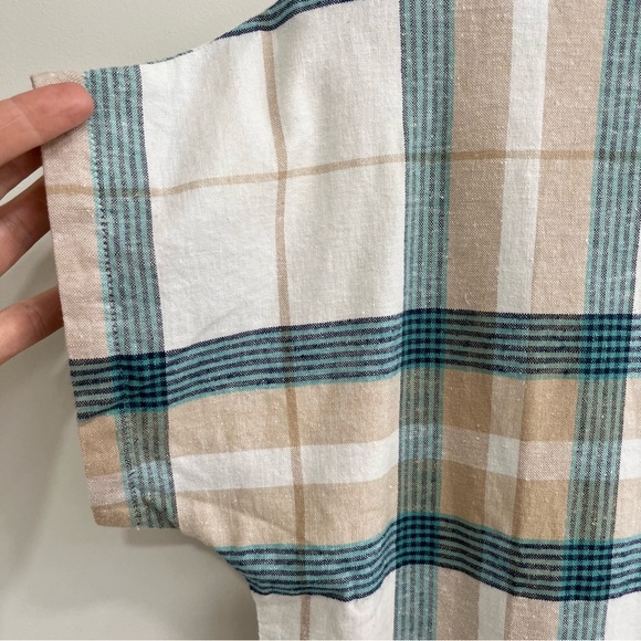 United by Blue Landmark Button Down Shirt Hemp Organic Cotton Blue Tan Plaid SM - Picture 4 of 9